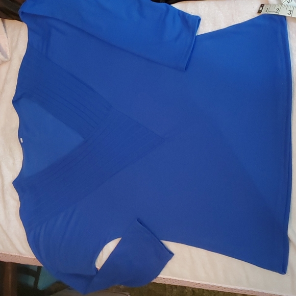 Women's Outdoor Casual Solid Blue V-Neck Long Sleeve Top-EUC-Sz XL - Picture 7 of 13